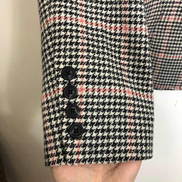 L.L. Bean Blazer Wool Silk Houndstooth Plaid Button Front Double Pockets XL - Picture 4 of 10